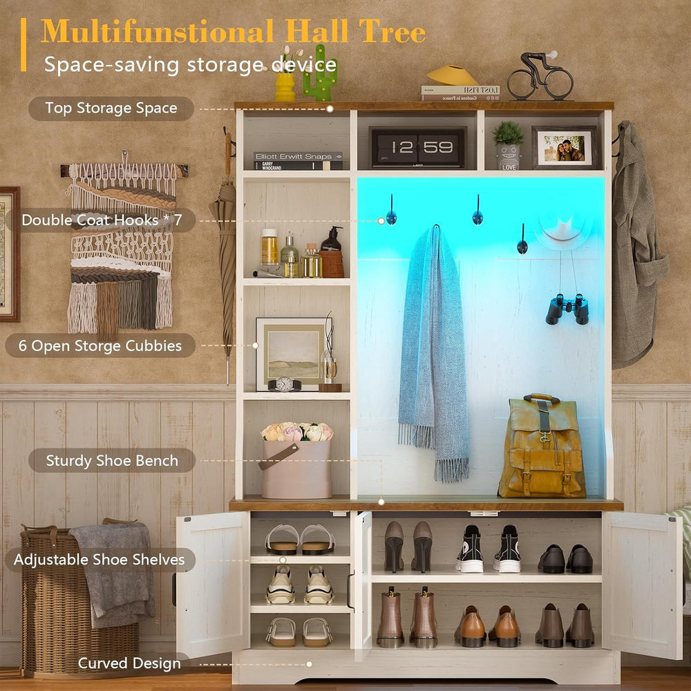 CSZZD Hall Tree with Bench & Entryway Coat Rack with Shoe Storage