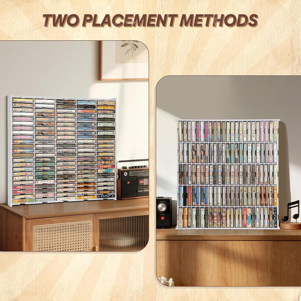 115-Slot Cassette Tape Storage Organizer Rack