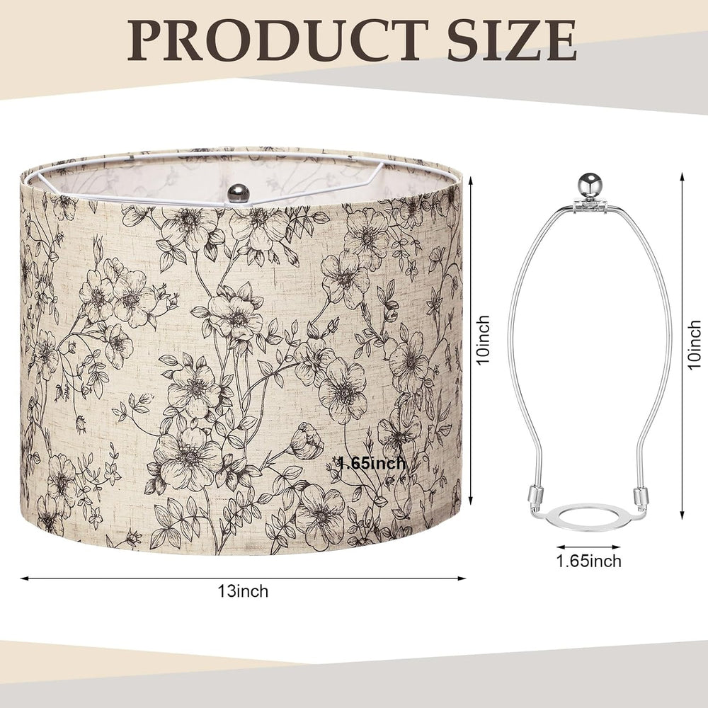 Hortsun 2 Pcs Drum Lamp Shades French Retro Floral Table Lamps Spider