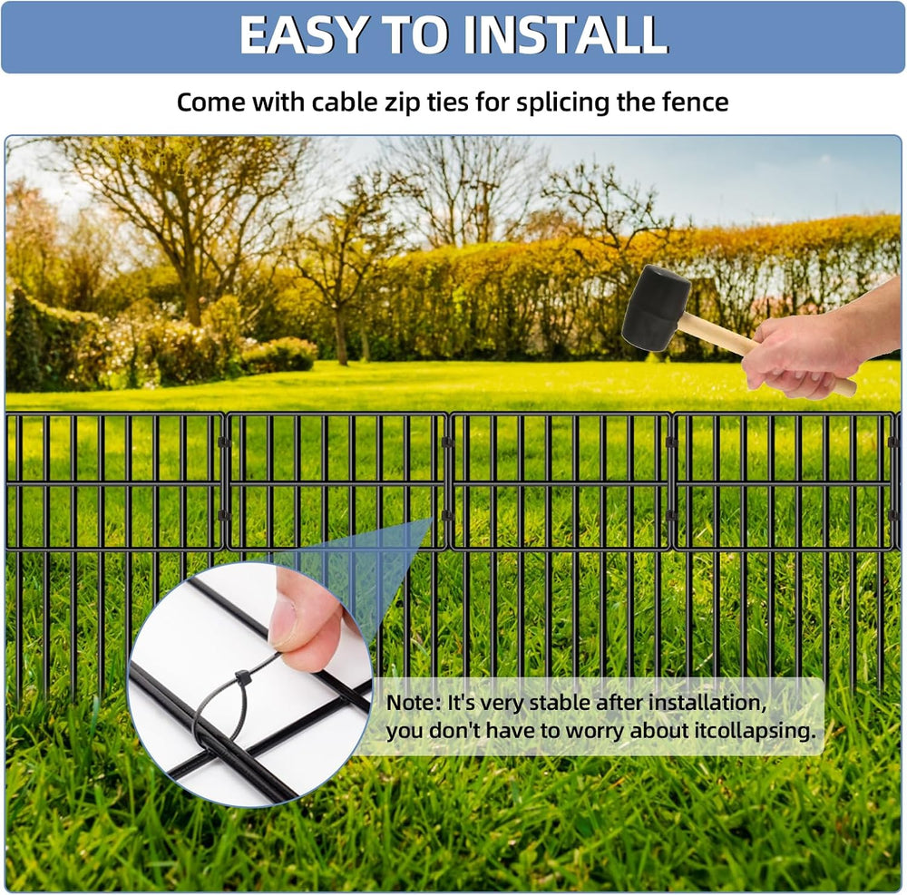 25 Pack Garden Animal Barrier Fence, 17in(H) x27ft(L) No Dig Decorative Fence...