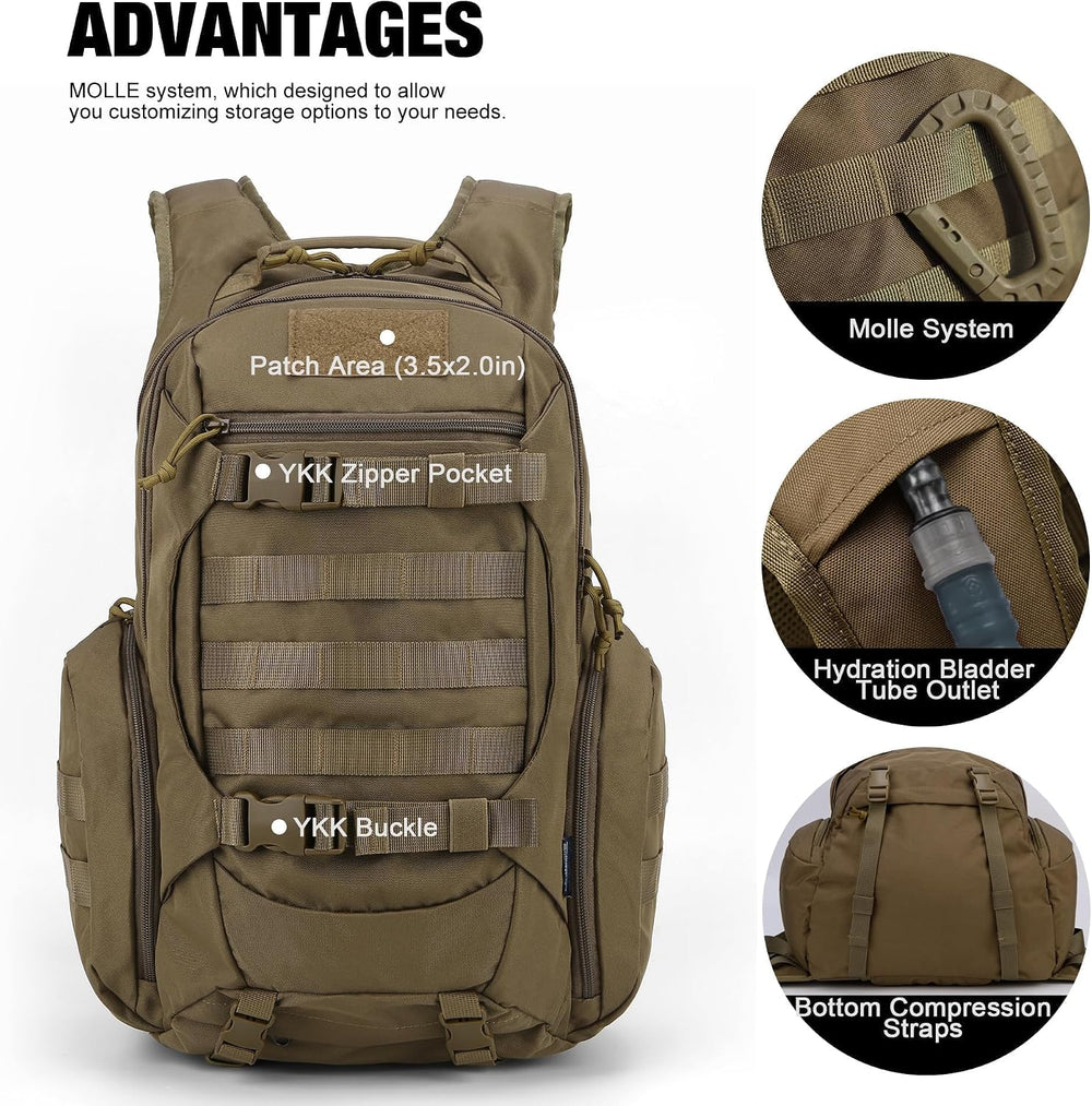 Mardingtop Tactical Molle Backpack for Men,28L EDC Hiking & Motorcycle Ba...
