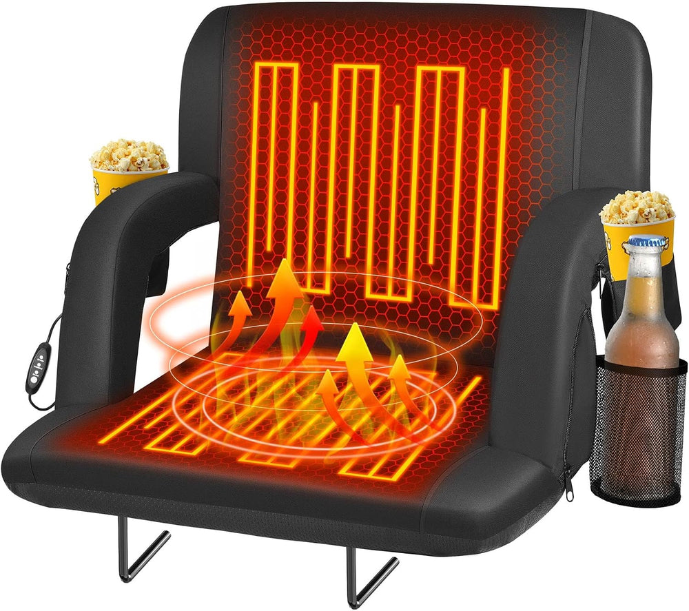Seeutek 23" Heated Stadium Seats with Back Support, 2.5” Thick Cushion, 1PC