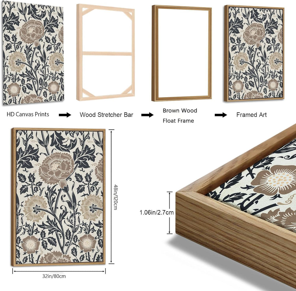 Large William Morris Flowers Wall Art, Retro Floral Pictures, 32"X48&quo...
