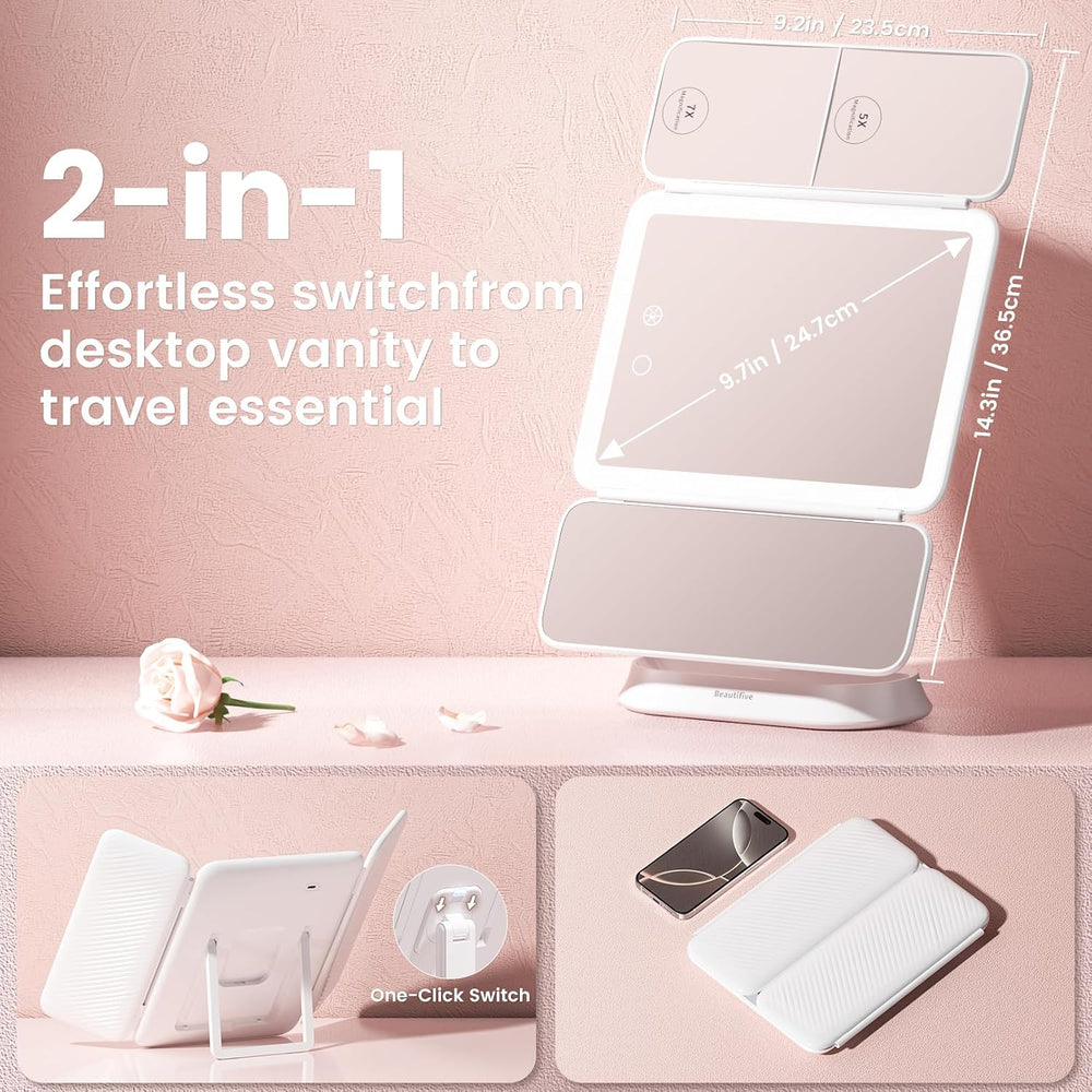 Makeup Mirror with Lights and 7X/5X/1X Magnification Vanity Mirror