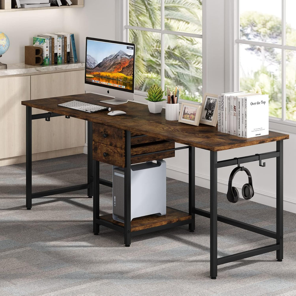 Tribesigns 78.74’’ Two Person Desk with 2 Drawers, Long Double Computer Desk ...