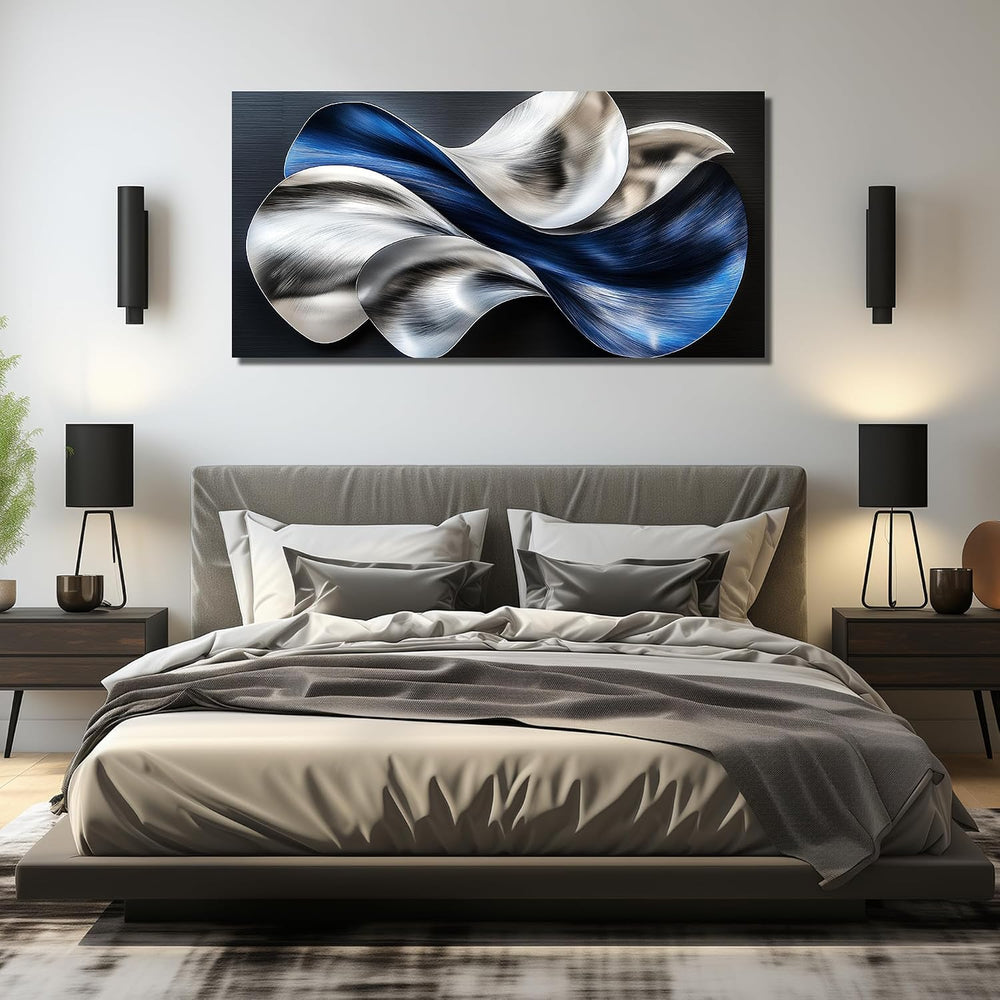JuhaiArt Blue Wall Art Flow Painting Wall Decor for Office