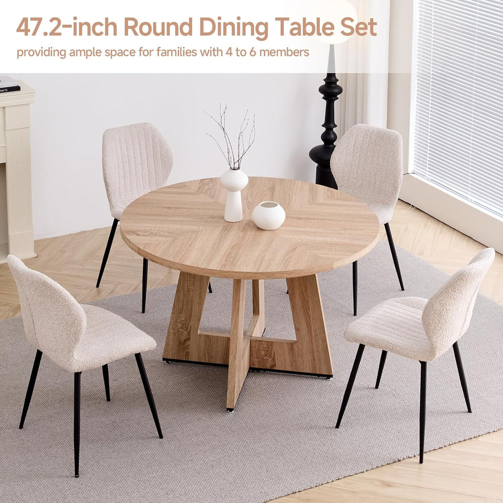 47 in Round Dining Table Set for 4, Kitchen Table and Chairs