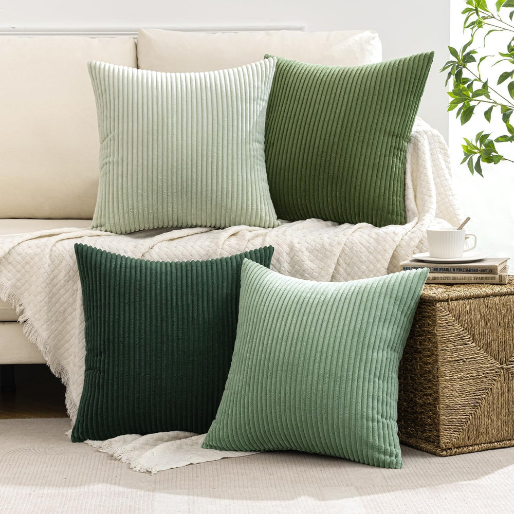 MIULEE Soft Corduroy Decorative Throw Pillow Covers Forest Green 24x24