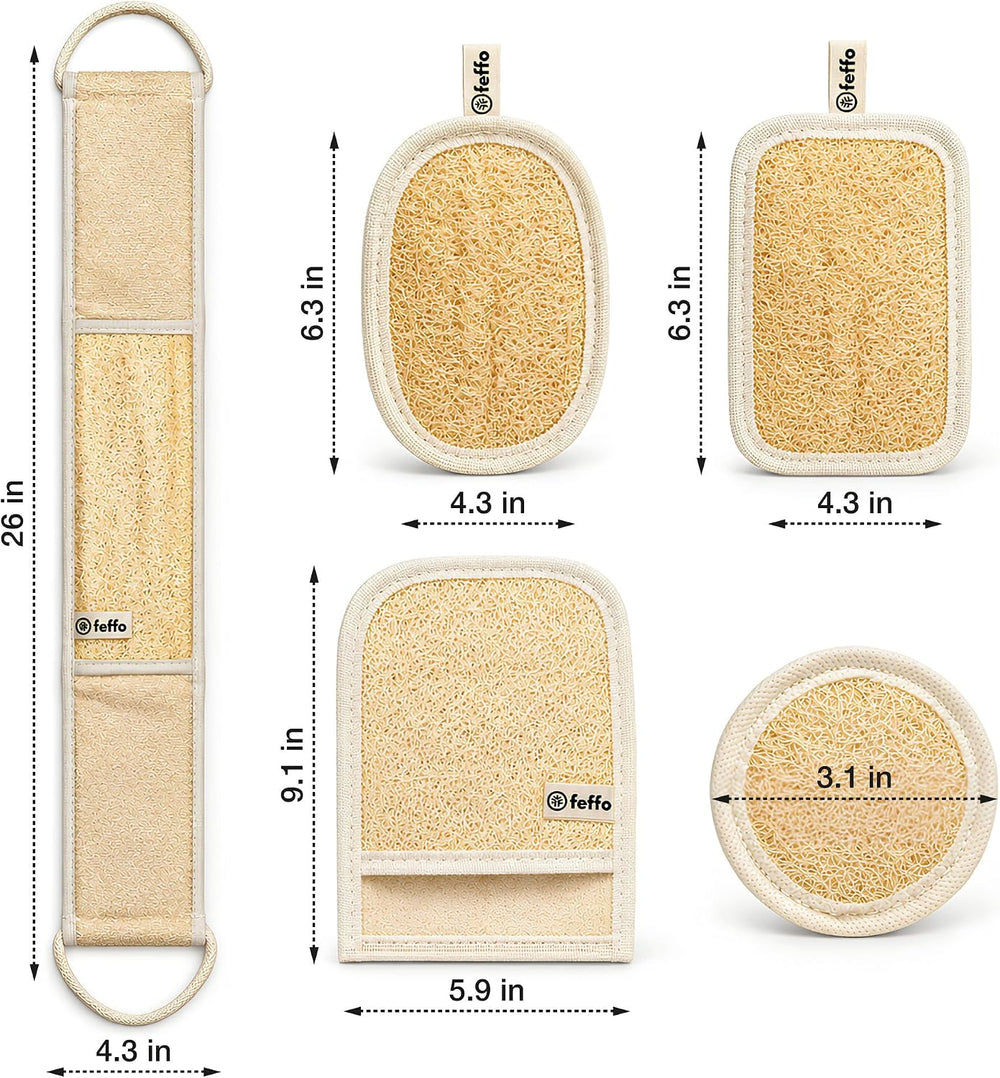 Loofah Sponge for Body Scrub, Exfoliating Body Scrubber Body Care Set, 1 Coun...