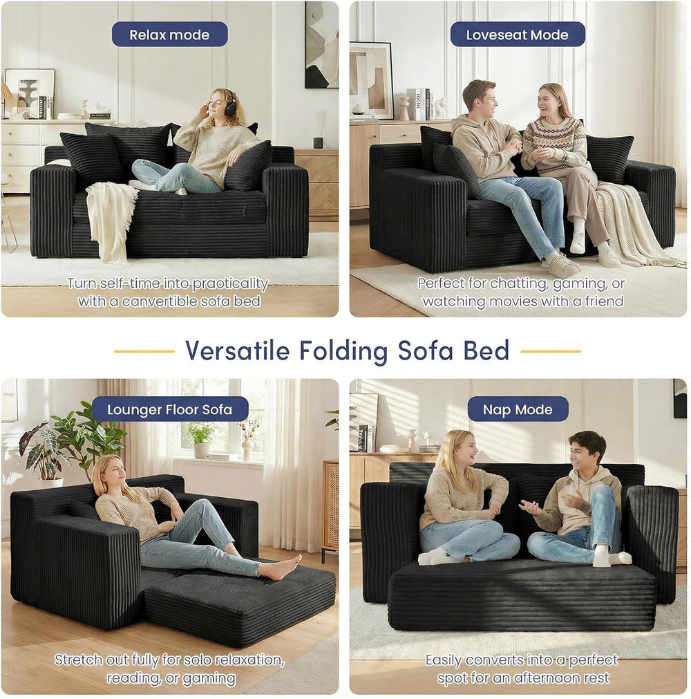 cidludto Boneless Couch Loveseat Sleeper, Convertible Sofa Bed Folding Couch ...