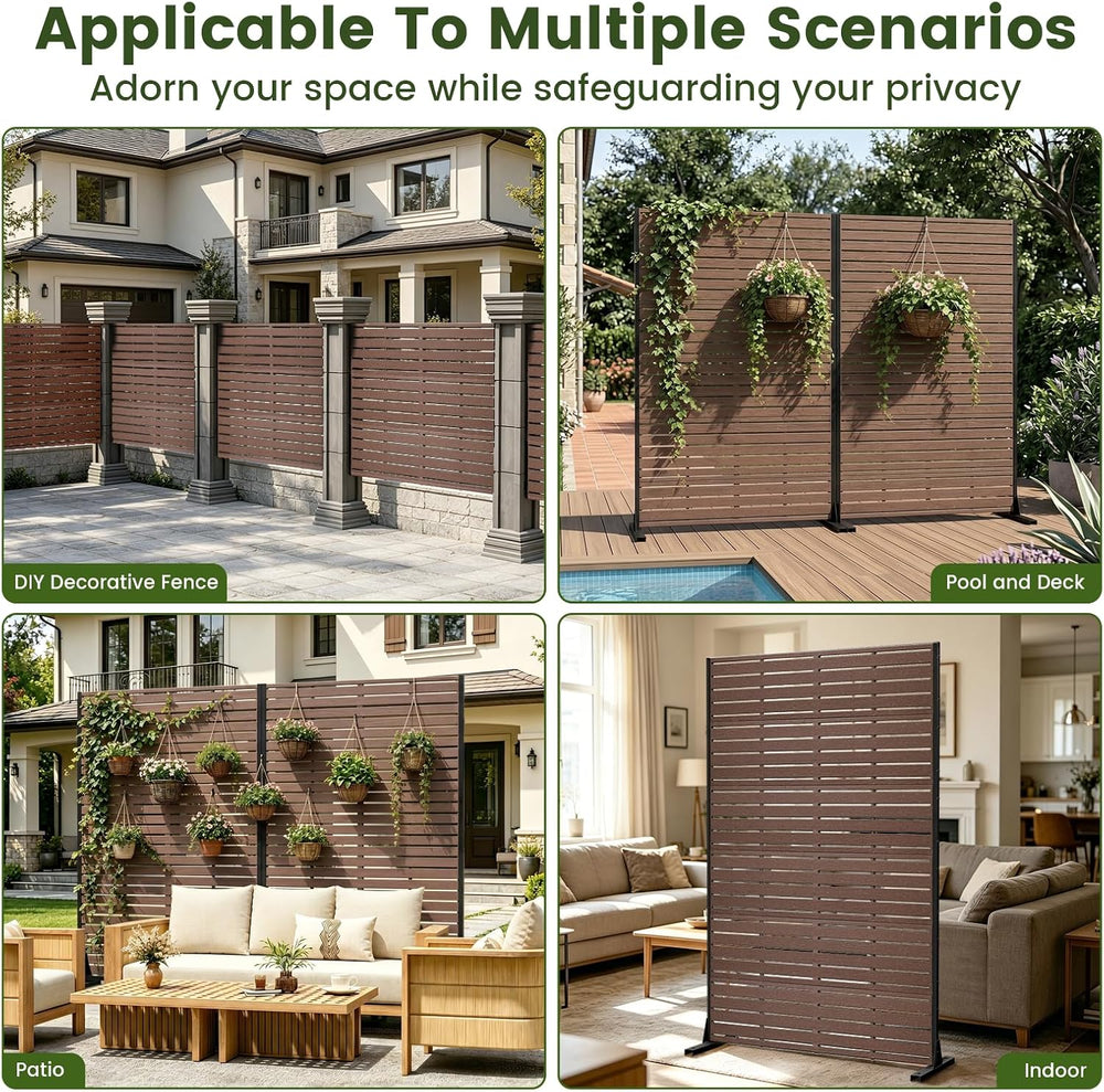 Outdoor Privacy Screen 72" H HDPE Decorative Panel Freestanding Privacy ...