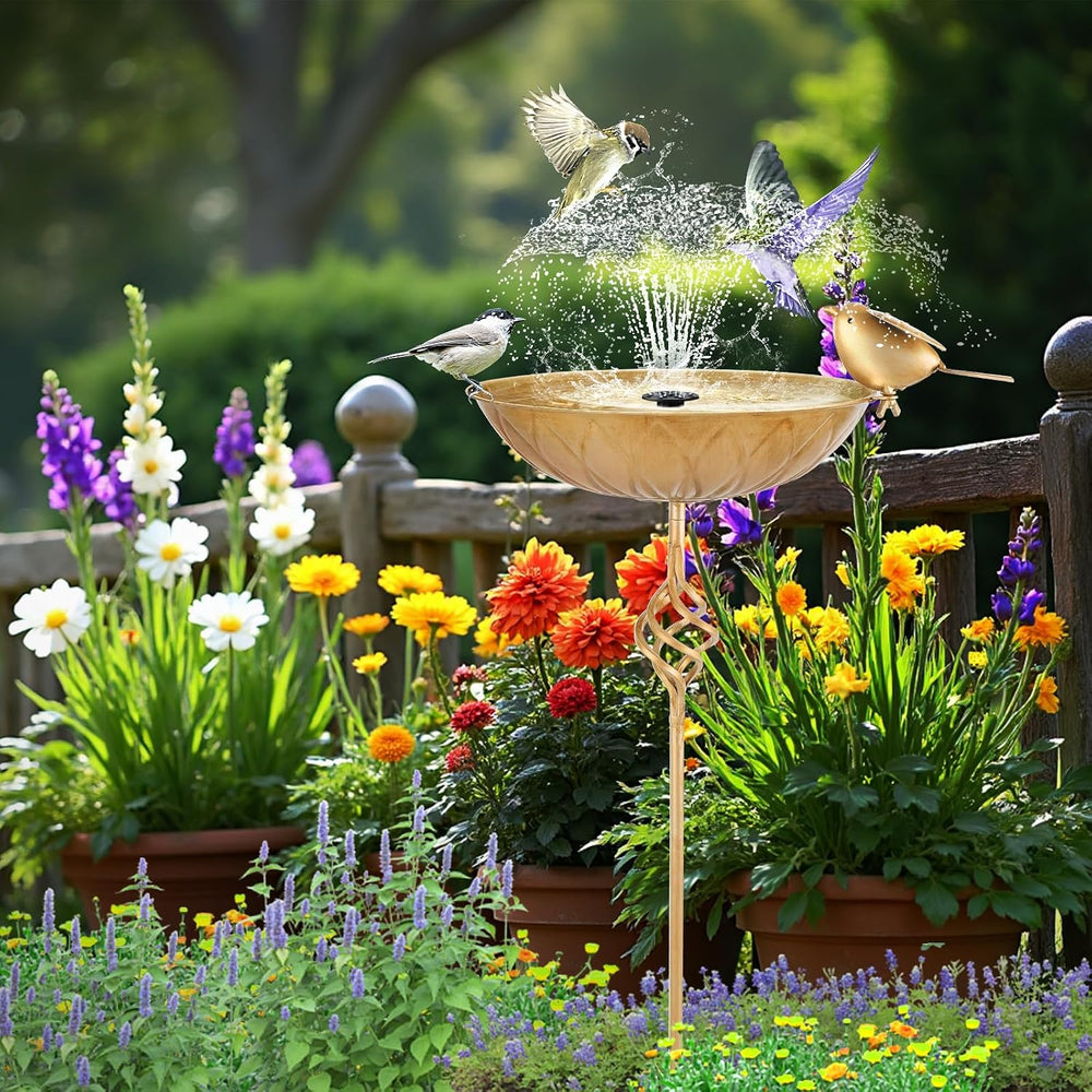 Bird Bath for Outside, Metal Birdbaths & Bird Feeder for Outdoors