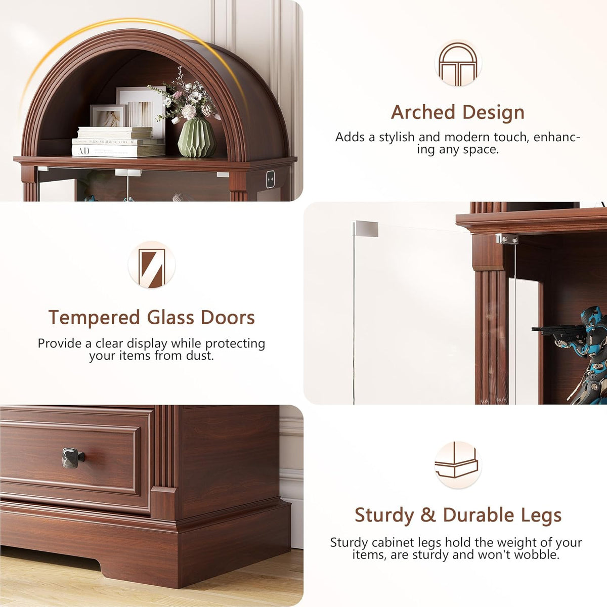 Dystler Curio Cabinet with Glass Doors & LED Lights