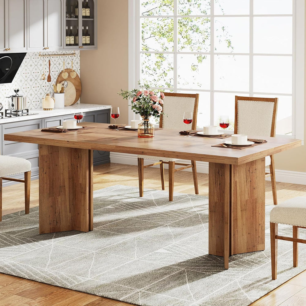 Tribesigns 63-inch Dining Table for 4-6, Farmhouse Kitchen Table with Large T...