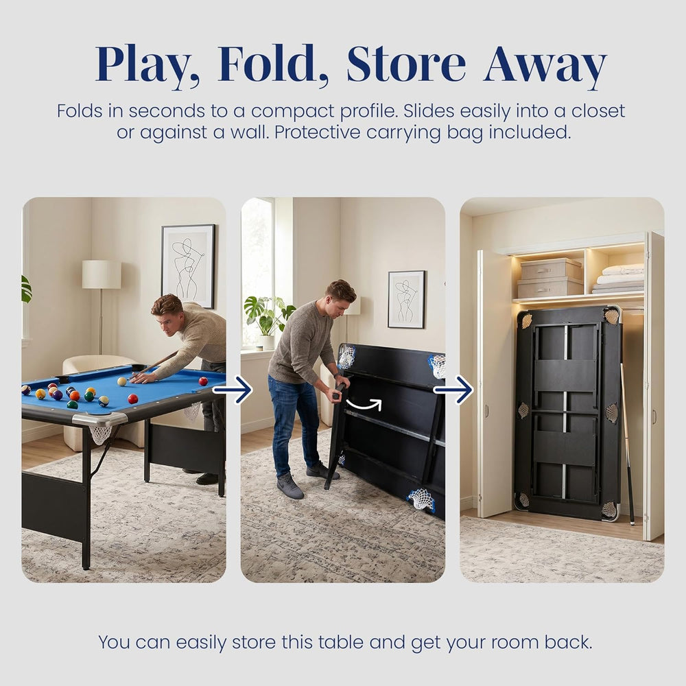 Hathaway Fairmont Folding Pool Table for Family & Home Use Includes Full ...