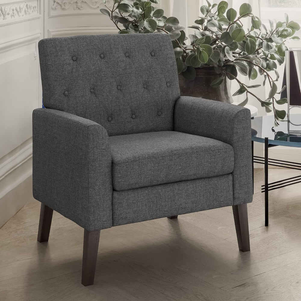 LUE BONA Upholstered Linen Accent Chair 18.5" H, Comfy Living Room Chair...