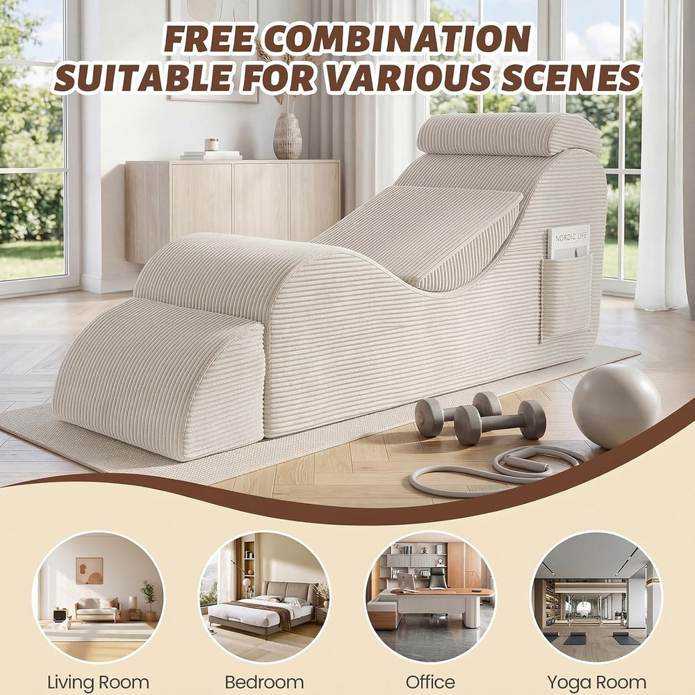 Yoga Chair Lounge for Adult, Ergonomic Foam Chaise Lounge Chair Indoor with S...