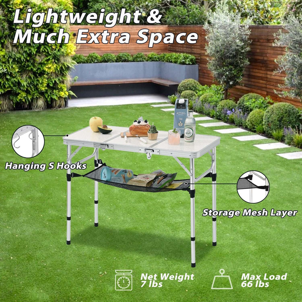 YihuiKo Folding Table with Storage Net, Lightweight Portable Picnic Table