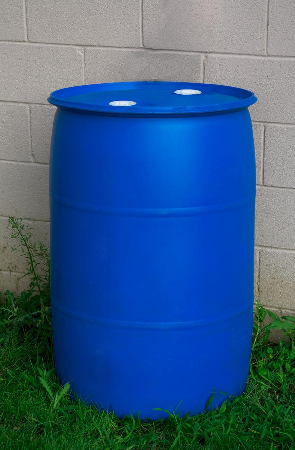 Bushman 55 Gallon Plastic Drum, Stackable Industrial Storage Barrel, Blue