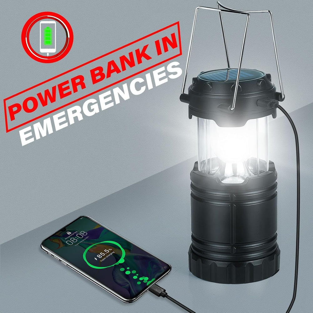 4-Pack Solar Camping Lanterns,Rechargeable LED with USB/Solar/AA Battery,Magn...