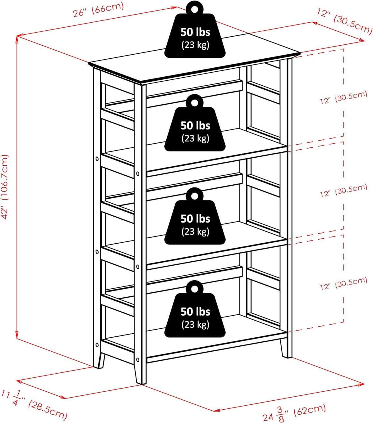 Winsome Studio 3-Tier Bookshelf, Honey Pine, 42"