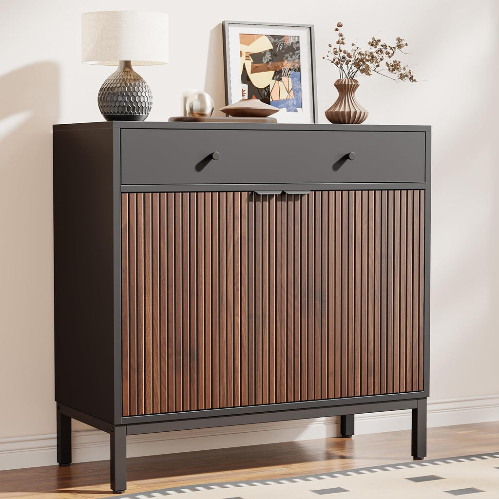 Mericonia Sideboard Buffet Cabinet Storage, Modern Console Fluted Credenza