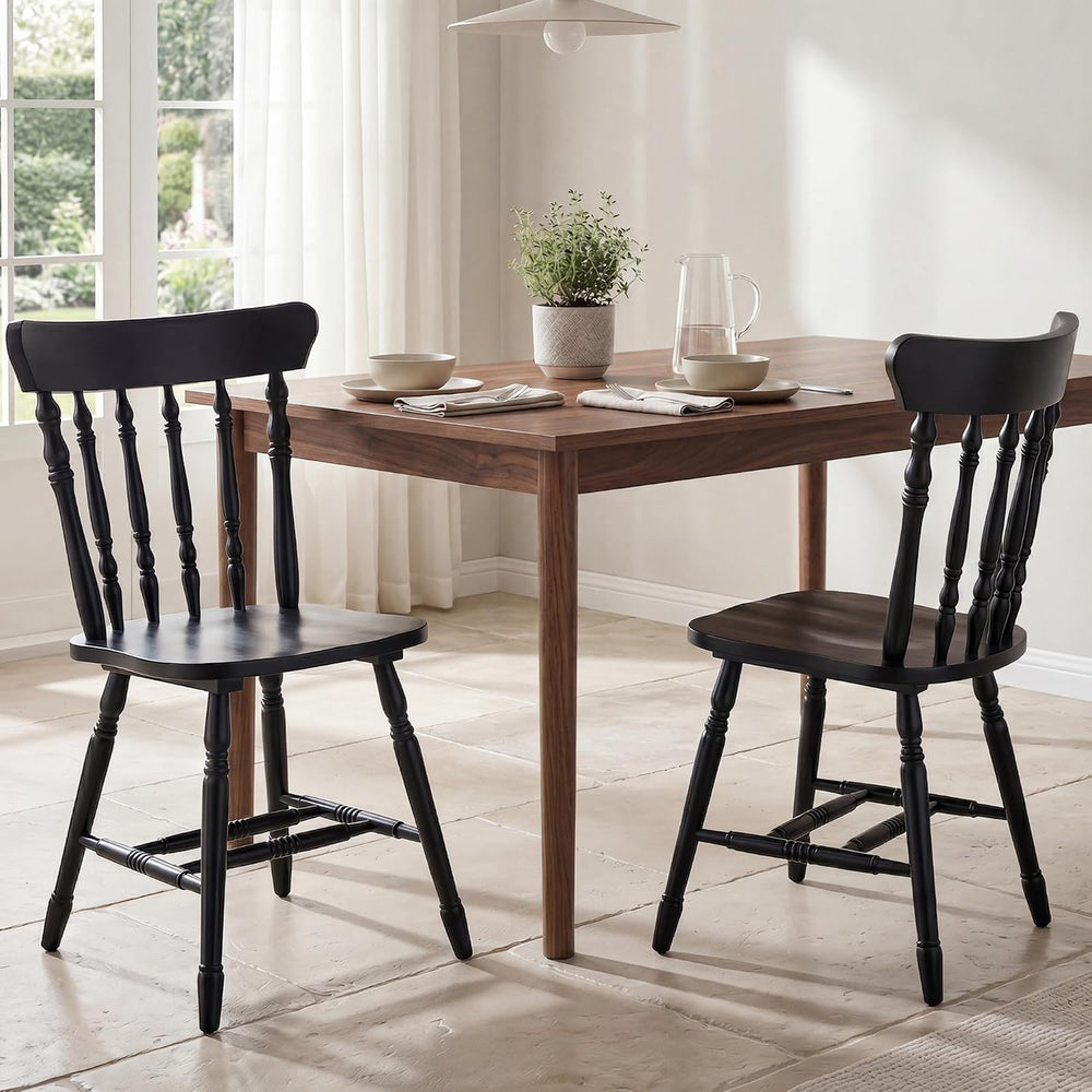 chairus Vintage Black Dining Chairs Set of 2, Farmhouse Windsor Wooden Dining...