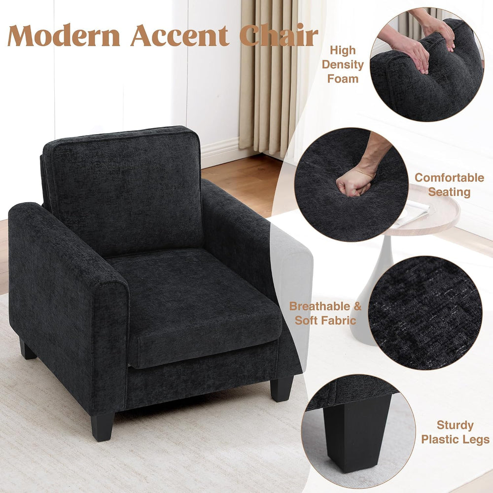 Accent Chair for Living Room, Mid Century Modern Upholstered Living Room Chai...