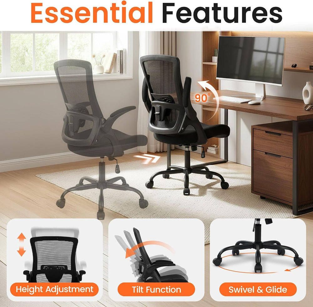 NEO CHAIR Office Desk Mesh Chair with Adjustable Ergonomic Lumbar, Black