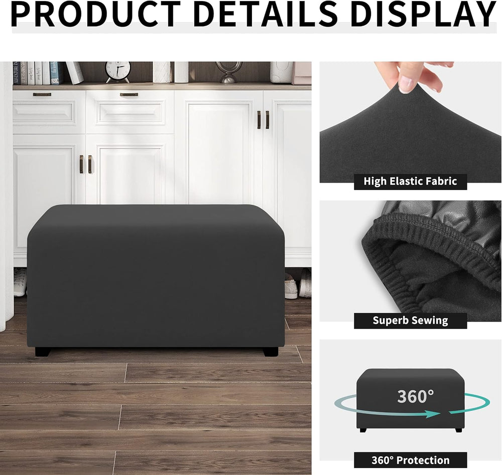 Easy-Going Waterproof Stretch Large Rectangle Ottoman Cover Footstool