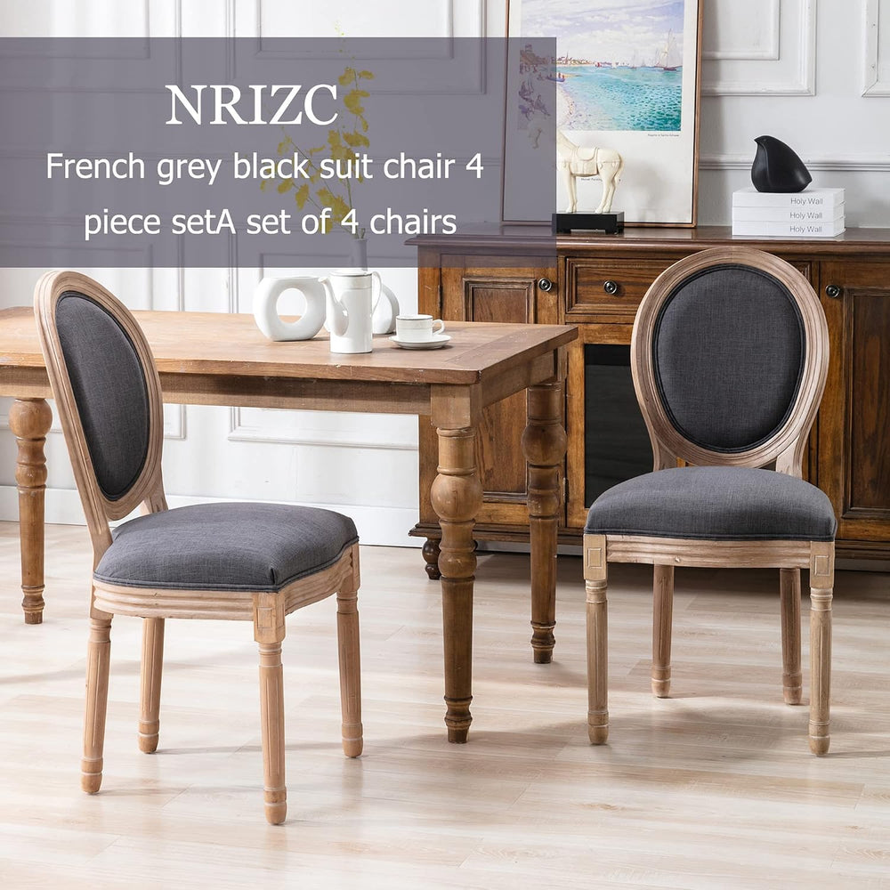 Nrizc French Country Dining Chairs Set of 4, Farmhouse Dining Chairs, Wood Ro...