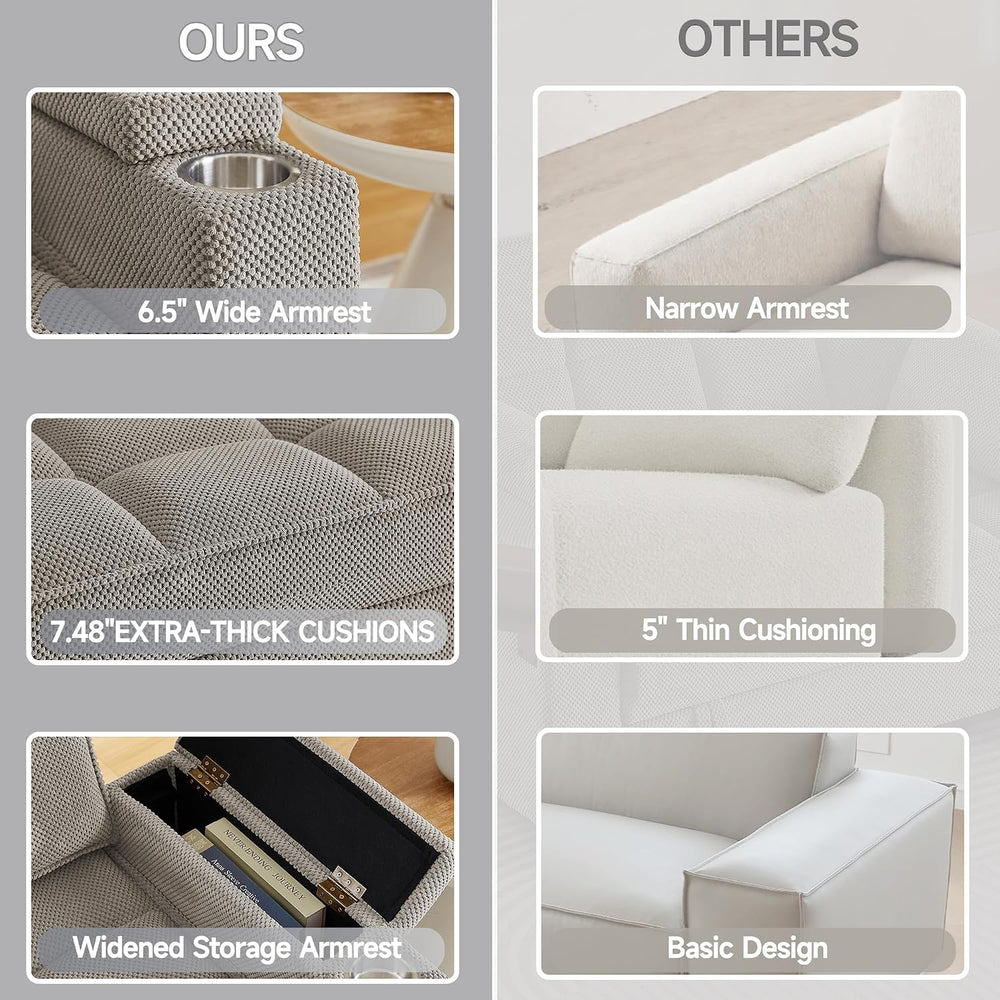 Auvsoce 61" Loveseat Sofa with Hidden Storage Armrests, 360° Swivel Tray...