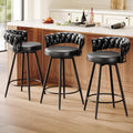 26" Counter Height Bar Stools Set of 3, Premium Faux Leather Barstools