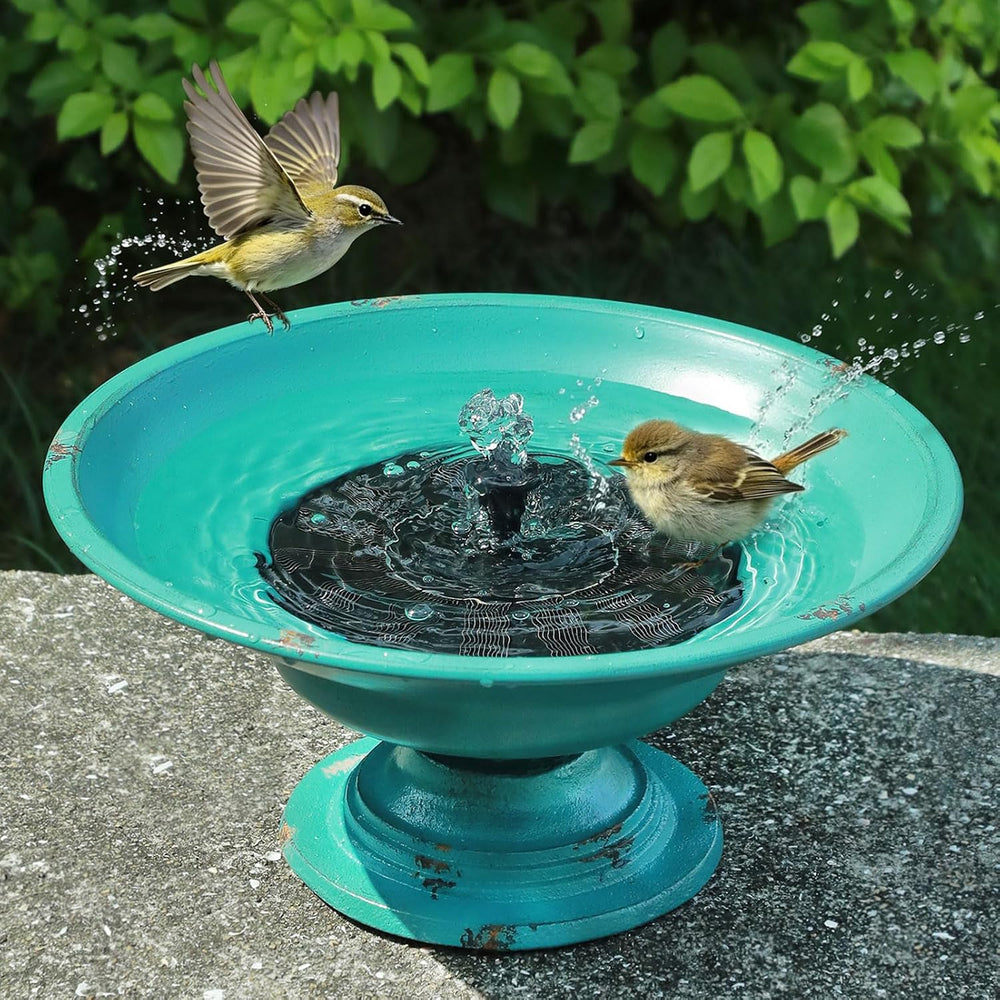 Solar Bird Bath Fountains, Bird Bath for Outside with cast Iron Base