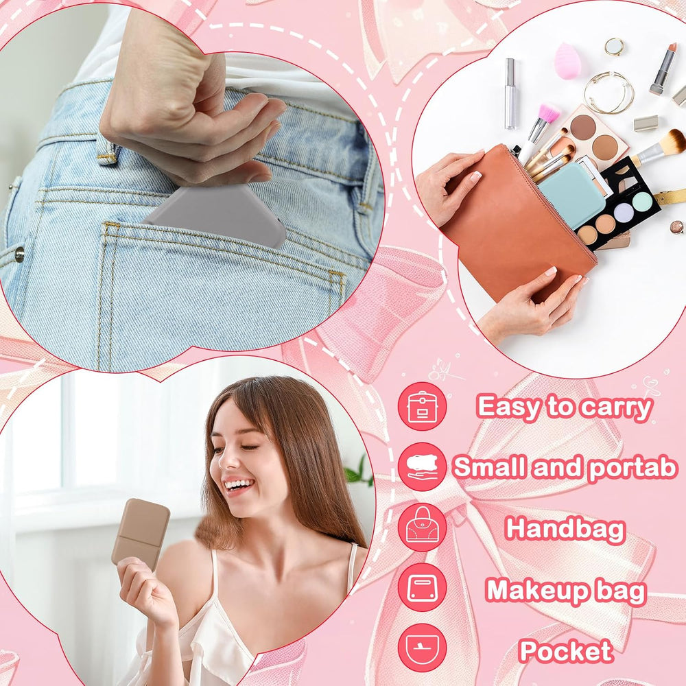 Compact Portable Mirror Bulk, Rectangle, Morandi, 24 Pcs