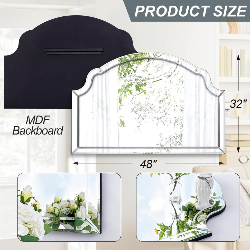 Large Arched Wall Mirrors for Living Room, 31.5"x47.2" Scalloped Ba...
