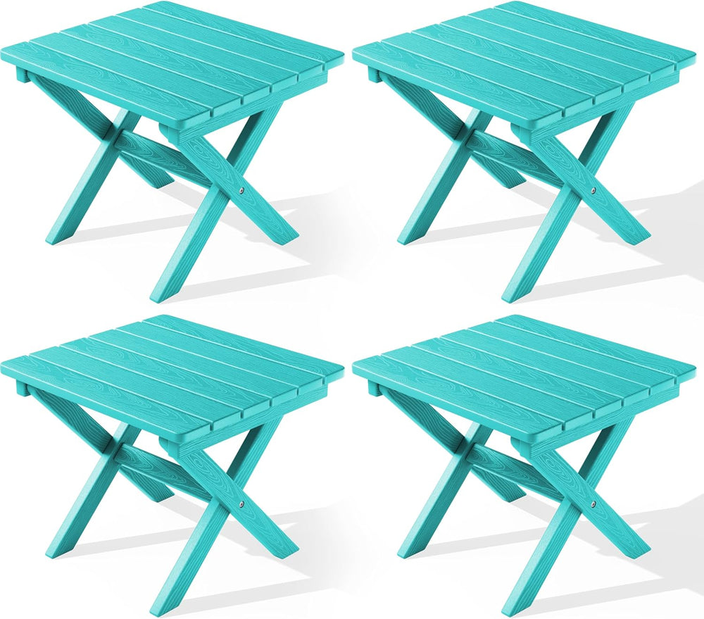 SERWALL Small Folding Outdoor Side Table Set of 4, Aruba