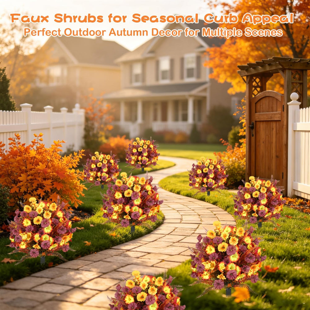 THKFUL 2 Pack 24 Inch Artificial Mums Ball Topiary for Outdoors, Fall Mum Top...