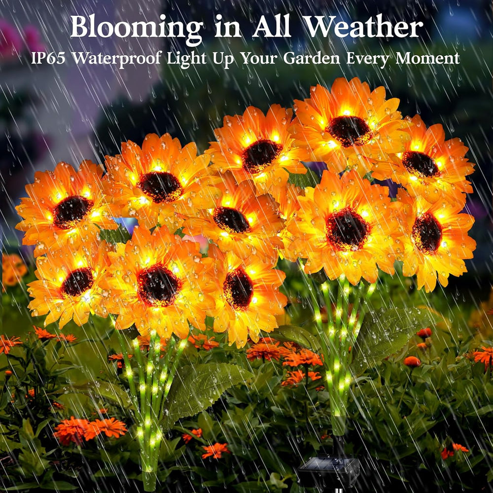 ANGMLN Solar Garden Lights 4 Pack 24 Solar Sunflower Lights Fall Decor