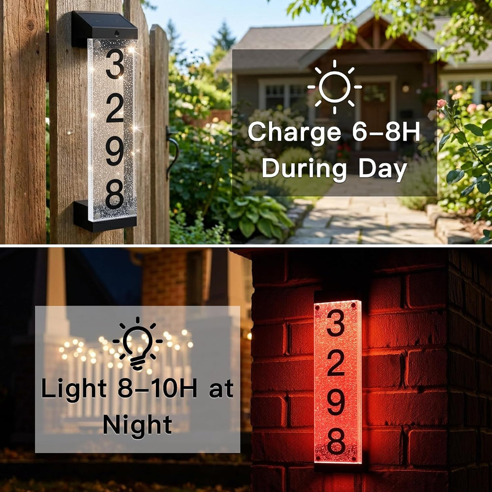 Solar Address Numbers for House, Address Signs for Yard with Stake