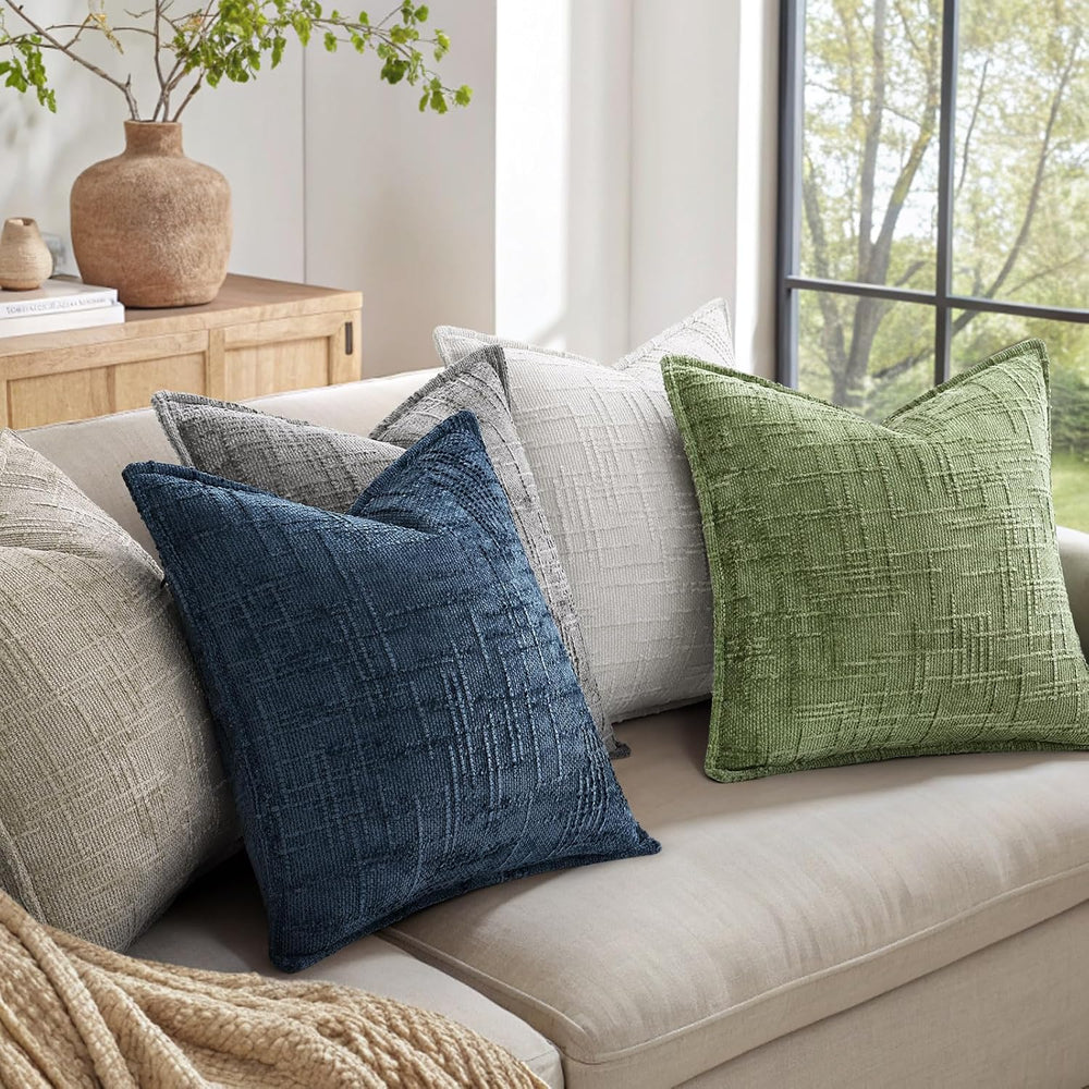 decorUhome Chenille Throw Pillow Covers 20x20 Set of 2, Sage Green