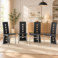 Karl home Dining Chairs Set of 4, PU Leather & Hollow High Back, Black
