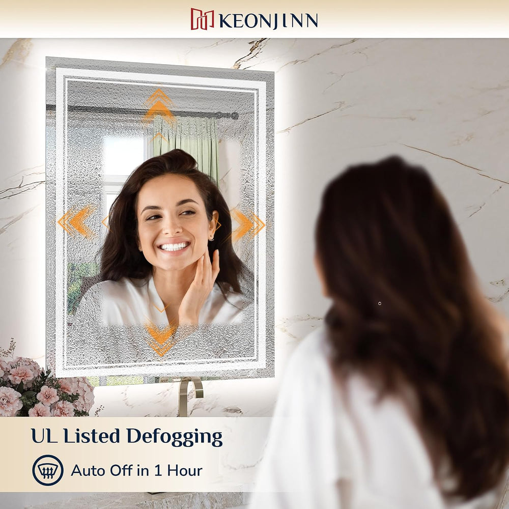 Keonjinn 22" x 32" LED Mirror for Bathroom, Front & Backlit, Te...
