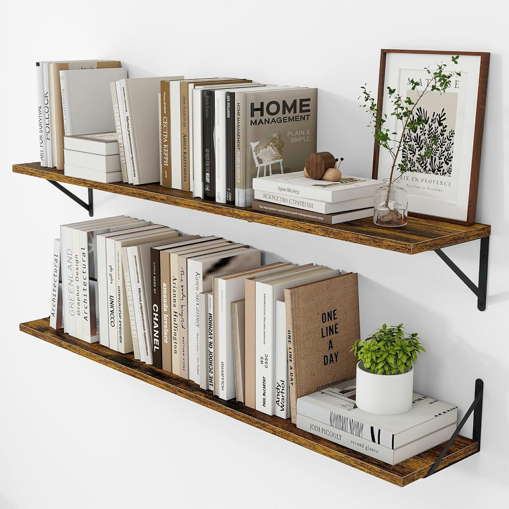 Vivelove Deep Floating Shelves for Wall, 48W x 8D Wood Wall Shelves Set of 2,...