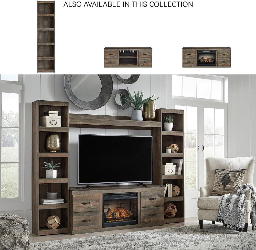 Signature Design by Ashley Trinell Media Pier, 72-Inch Rustic Bookcase
