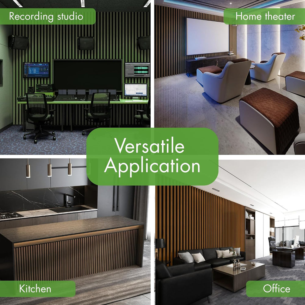 Art3d 12" x 93" Acoustic Wood Slat Wall Panel, 4pcs, 31 sq.ft, Deep...