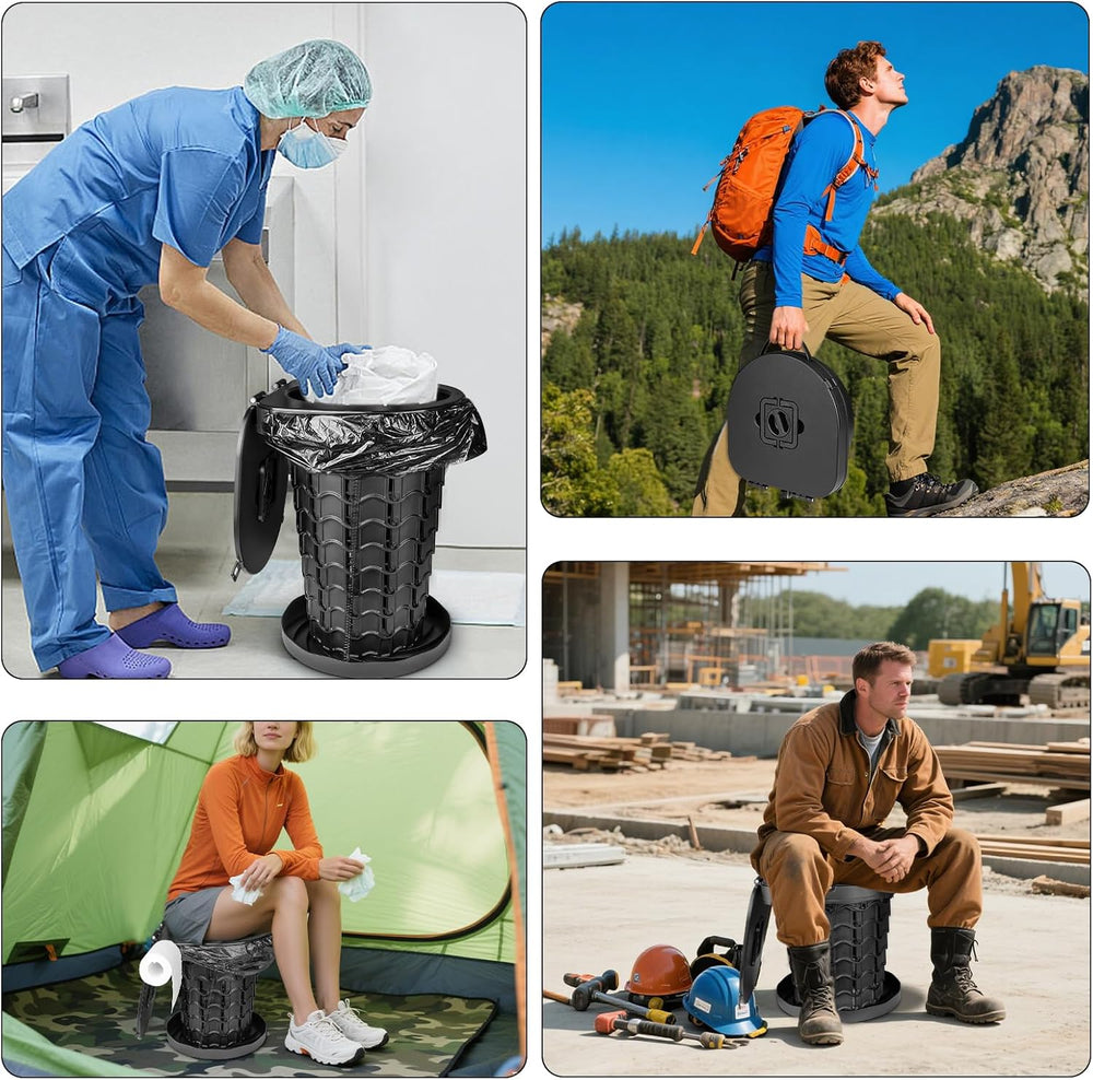 XXL Retractable Portable Toilet Travel Toilet (440lbs Capacity) Adjustable He...
