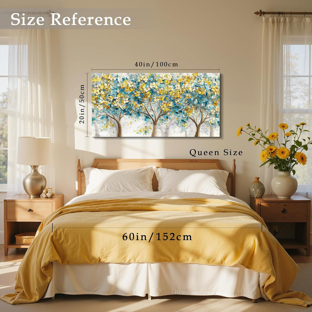 imjiayu Abstract Tree of Life Wall Art Blue Gold Painting Living Room