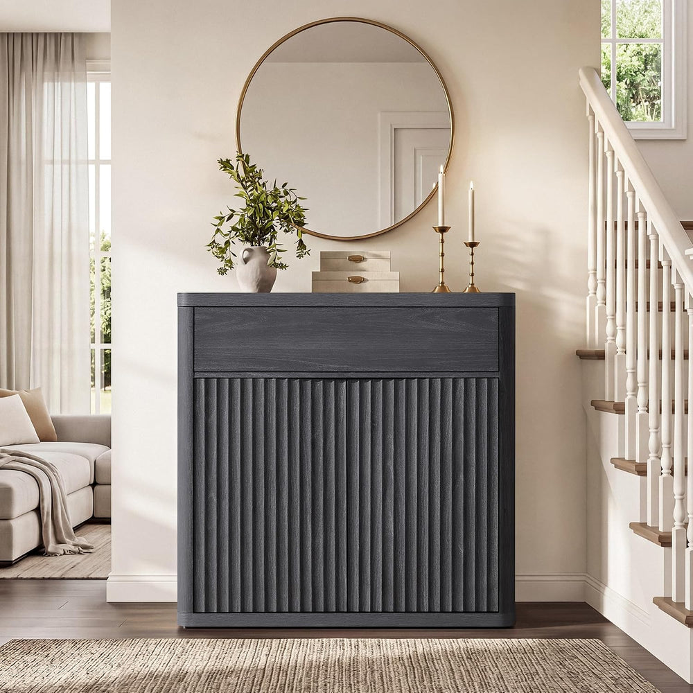 SICOTAS Buffet Cabinet with Storage - Accent Fluted Storage Cabinet with 2 Do...