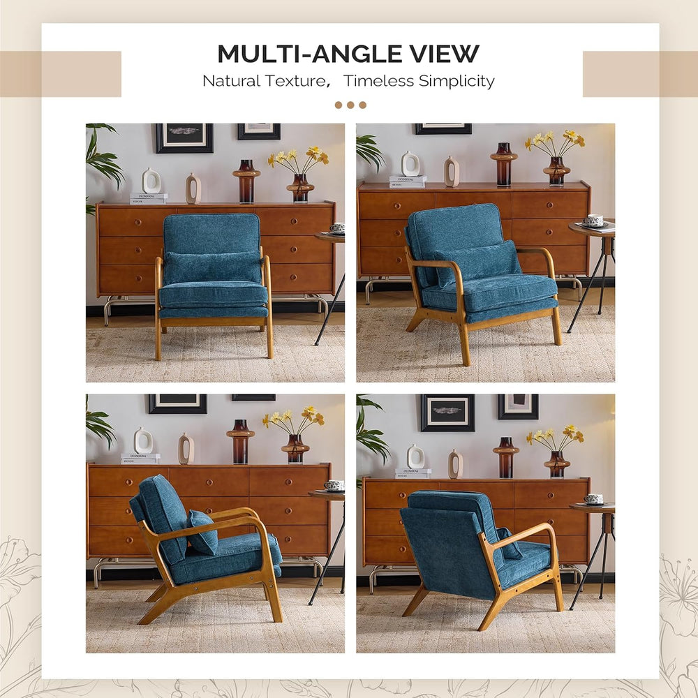 VINGLI Chenille Mid-Century Modern Accent Chair Set of 2, Cute Reading Arm Ch...